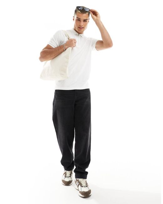 SELECTED White Half Zip Polo for men