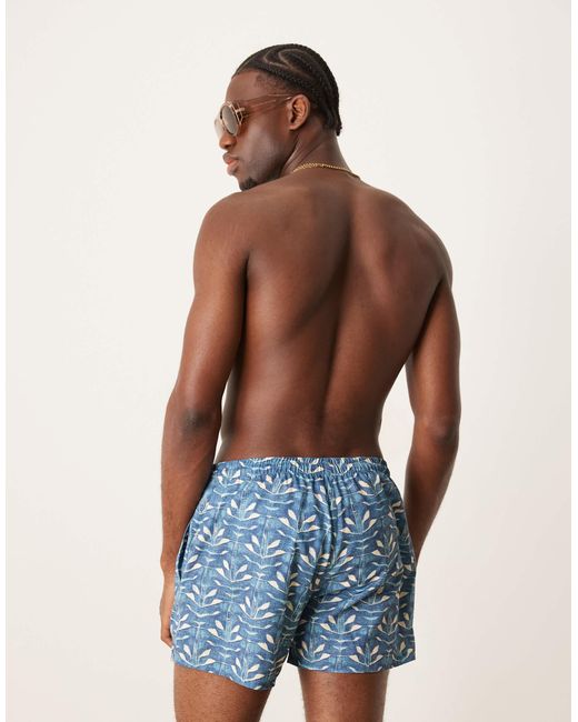 Free Society Blue Contrast Print Swim Short for men
