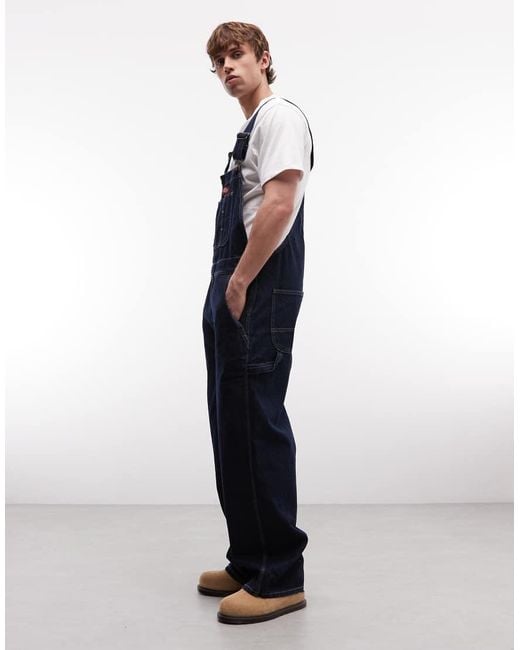 Dickies Blue Loose Denim Dungarees for men