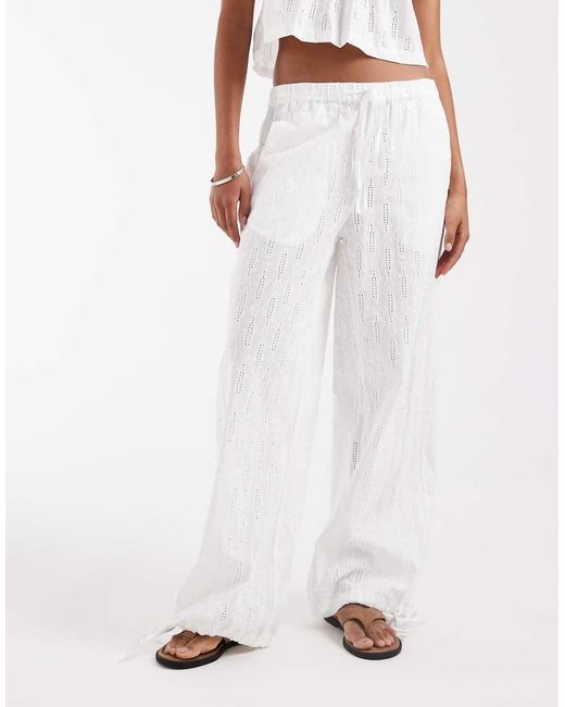 House Of Sunny White Sea Breeze Sardine Embroidered Pants