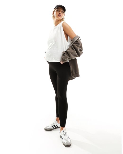 Vero moda - maternité - legging côtelé sans coutures couvrant le ventre Vero Moda en coloris Black