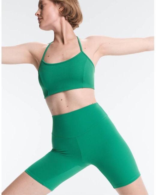 Oysho Green Light-support Piqué Sports Bra