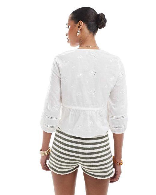 ONLY White Crochet Detail Blouse