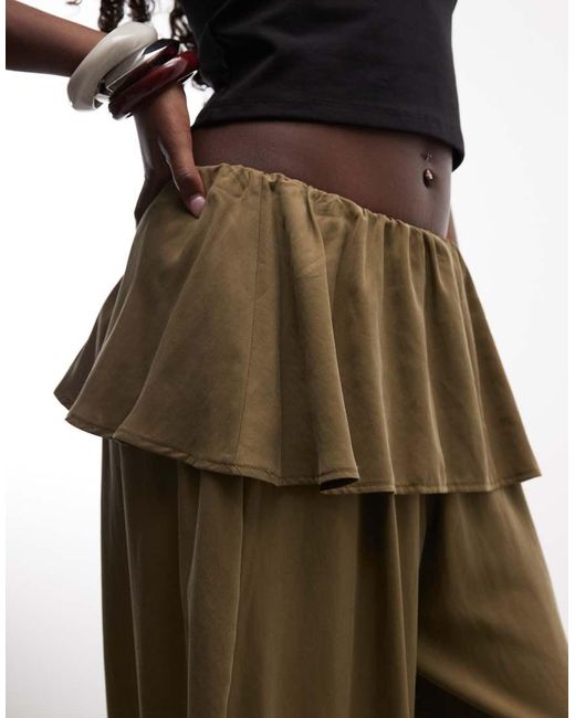 ASOS Green Balloon Pants With Skirt Overlay Detail