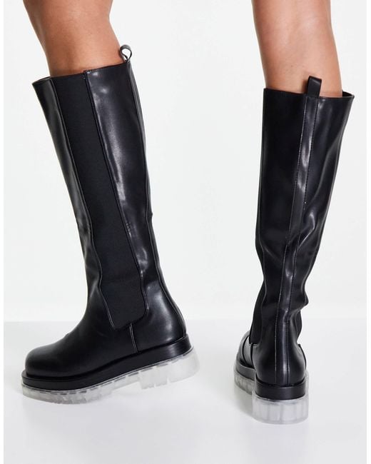 Raid Black Drellah Knee High Pull On Boots