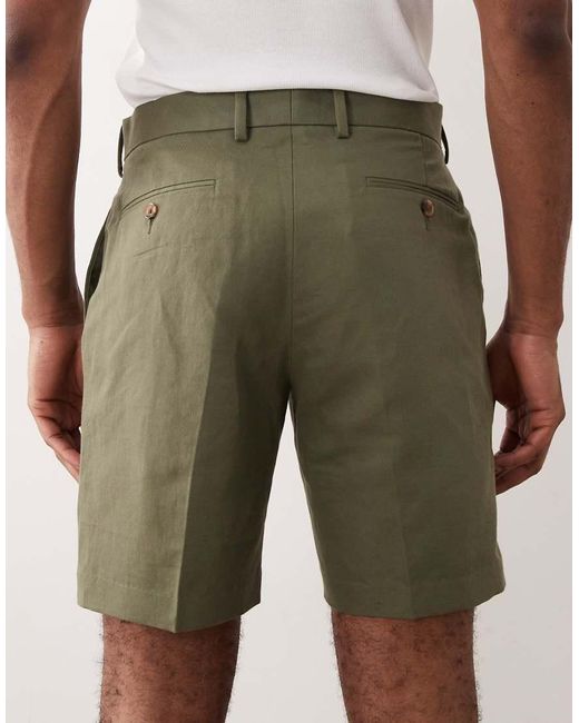 ASOS Natural Tailored Linen Rich Regular Shorts for men