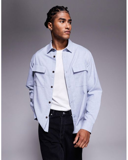 ASOS – flanell-hemdjacke in White für Herren
