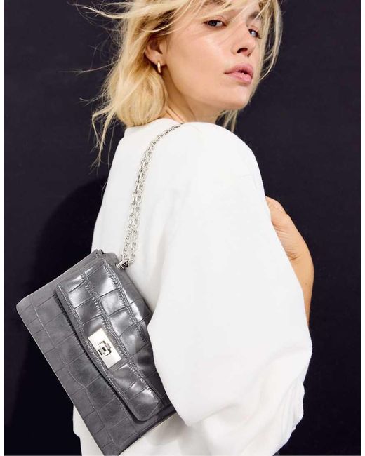 Stradivarius Gray Rigid Coconut Effect Crossbody Bag