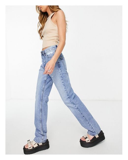 ONLY Ella - Distressed Jeans Met Rechte Pijpen in het Blue