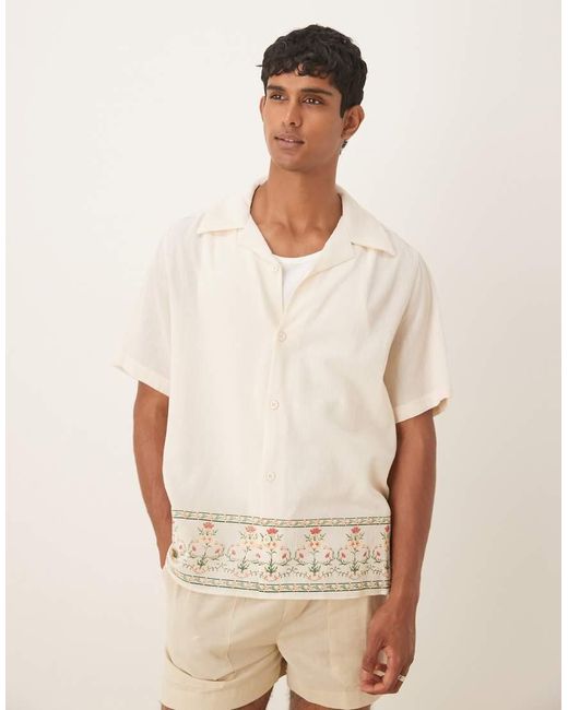 Camisa Holgada Con Estampado De Tejido Texturizado De -Neutro ASOS de hombre de color Natural