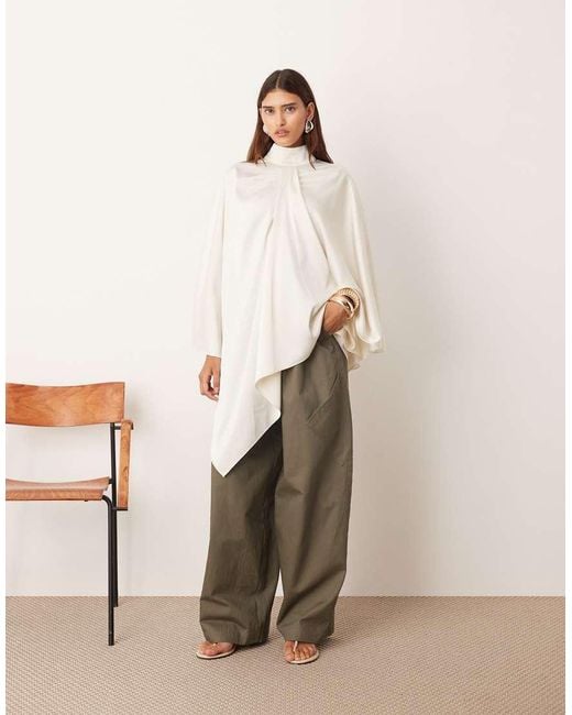 ARRANGE Natural High Neck Drape Cape Top