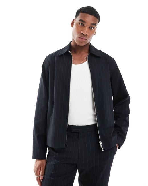 River Island Blue Harrington Jacket Co-Ord for men