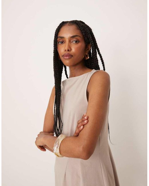 ASOS Natural Sleeveless Seam Detail Mini Dress