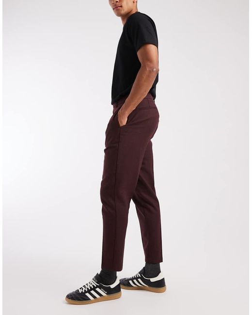 ASOS Natural Smart Wool Mix Tapered Trousers for men