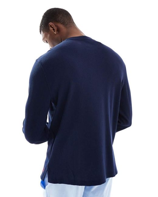 Polo Ralph Lauren Blue Waffle Lounge Long Sleeve T-shirt for men
