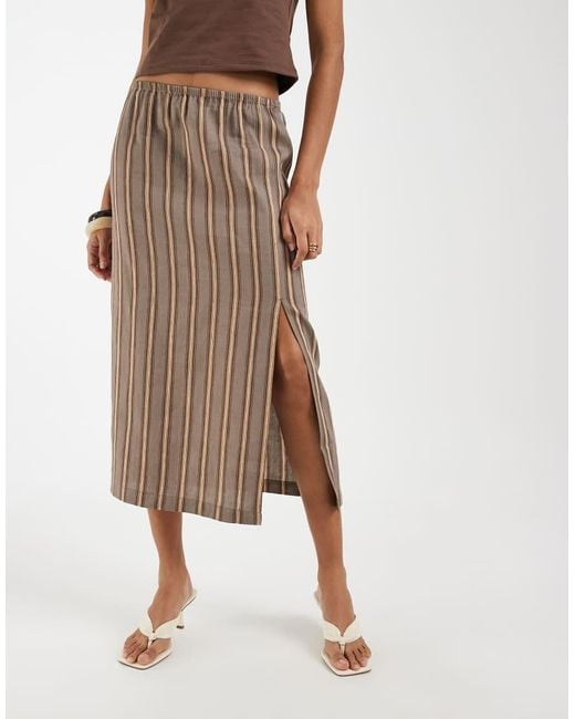 & Other Stories Natural Straight Cut Midi Skirt