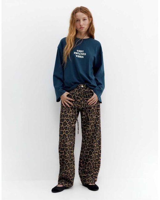 Pull&Bear Blue Street Culture Graphic T-Shirt