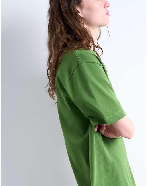 TOPSHOP Green Oversized Premium Short Sleeve T-shirt Dress