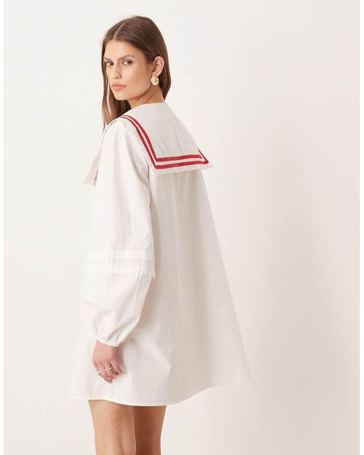 Glamorous Natural Throw On Boxy Shirt Dress With Square Neck Collar