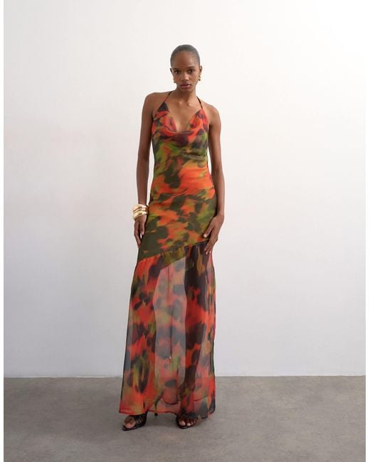topshop bohemian dress Topshop premium viscose blouson halter neck maxi dress with open back