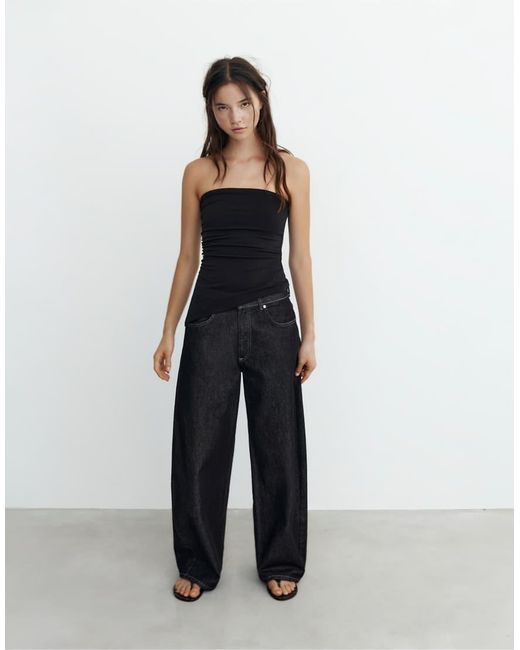 Pull&Bear Blue Asymmetric Bandeau Top