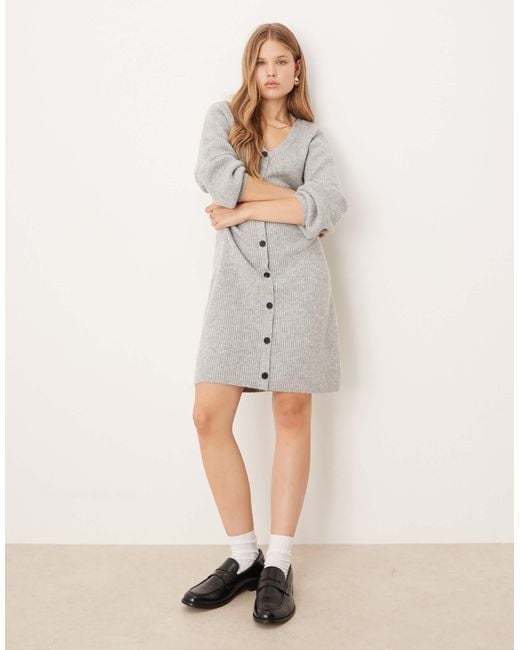 Aware Natural Knitted Button Front Mini Dress