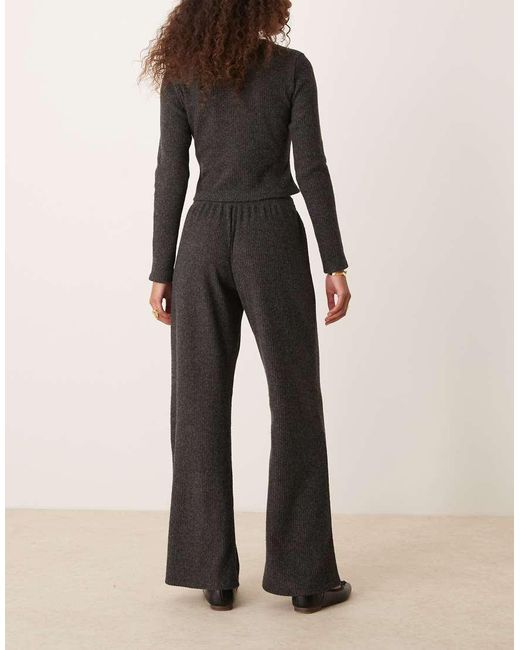 Pantaloni A Fondo Ampio Spazzolati A Coste di Miss Selfridge in Gray