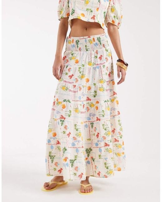 Vero Moda Natural Smock Waist Maxi Skirt Co-ord