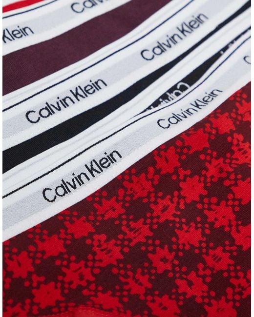 Calvin Klein Red Icon Logo 5 Pack Thongs