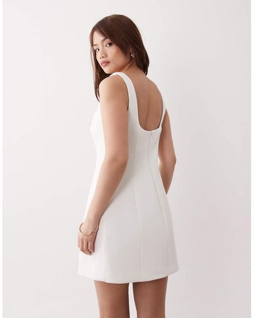 Forever New White Bridal Flower Detail Mini Dress