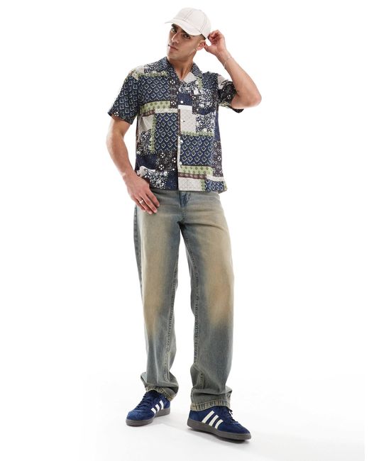 Camp - chemise classique à imprimé patchwork avec manches courtes et col à revers Levi's pour homme en coloris Blue