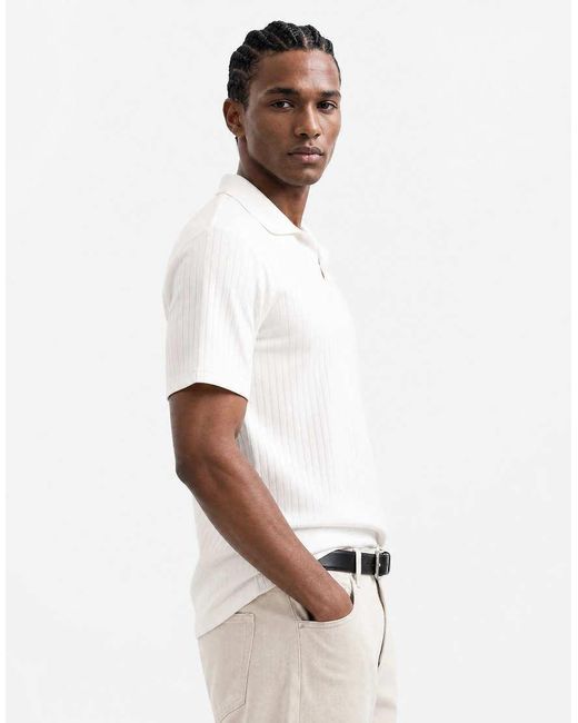 ASOS White Heavyweight Relaxed Polo With Half Sleeve for men