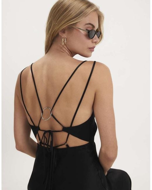 River Island Blue Strappy Satin Maxi Dress