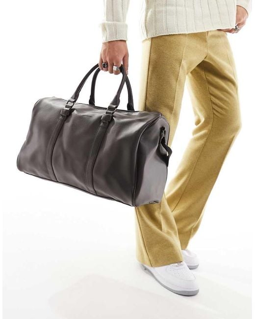 French Connection Brown Faux Leather Holdall Bag for men