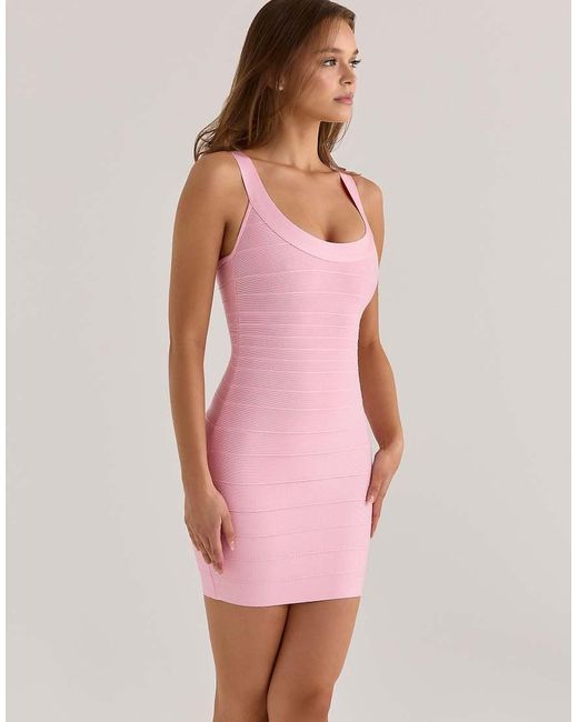 House Of Cb Pink The Og Lychee Scoop Neck Bandage Mini Dress