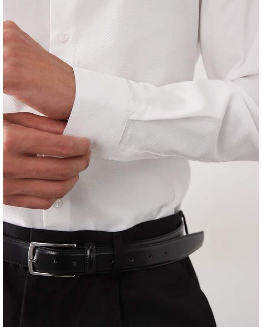 ASOS White Textured Skinny Fit Smart Shirt for men
