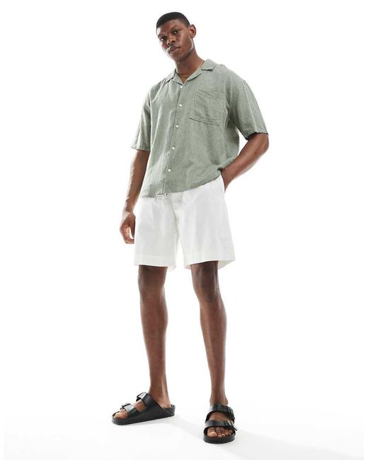 Only & Sons Green Linen Mix Relaxed Resort Shirt for men