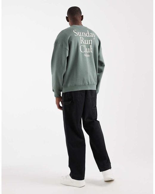 Only & Sons Gray Vintage Fit Sweat With Run Club Back Print for men