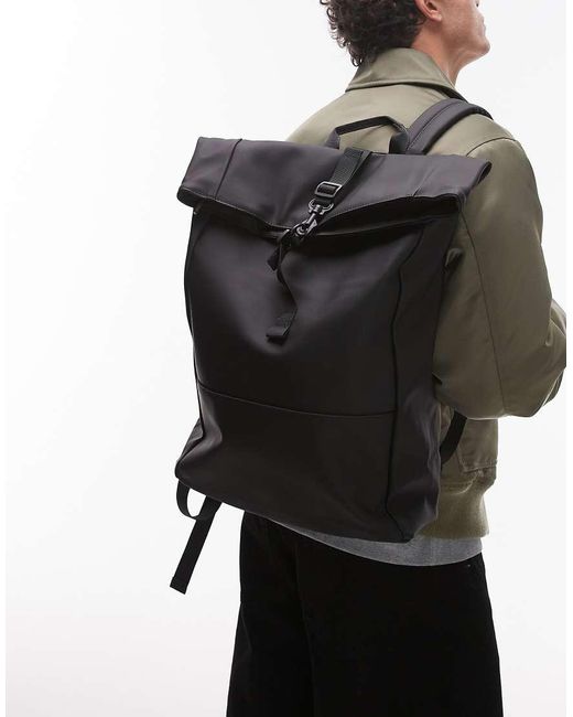 Mango Black Roll Top Backpack for men