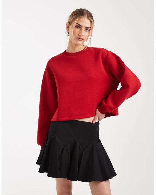 Miss Selfridge Red Sweatshirt With Back Bow Detail