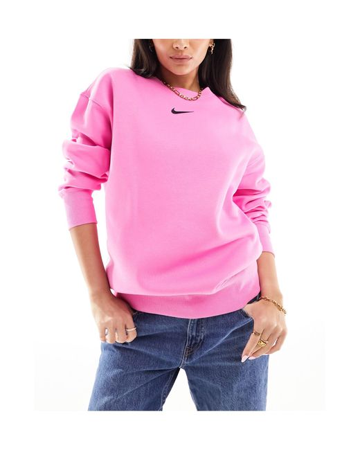 Nike Pink Unisex Mini Swoosh Oversized Fleece Sweatshirt