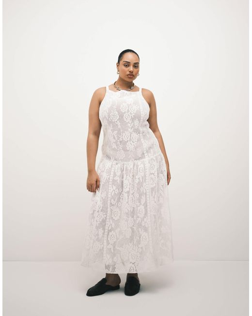 ASOS Women's Natural Asos Design Curve Slash Neck All Over Lace Midi Dress  - magambanetwork.com