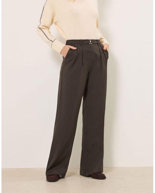 Long Tall Sally Natural Buckle Wide Leg Trousers