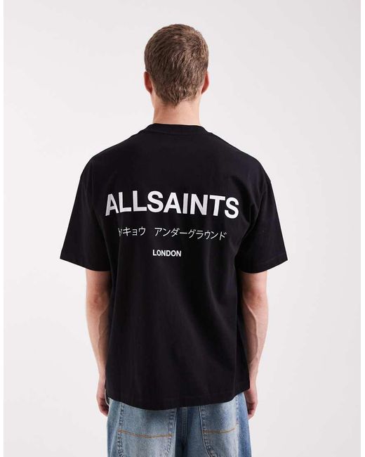 AllSaints Black Underground Oversized T-shirt for men