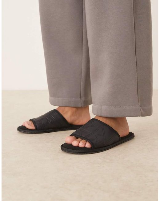 Calvin Klein Natural All Over Print Slip On Slippers for men