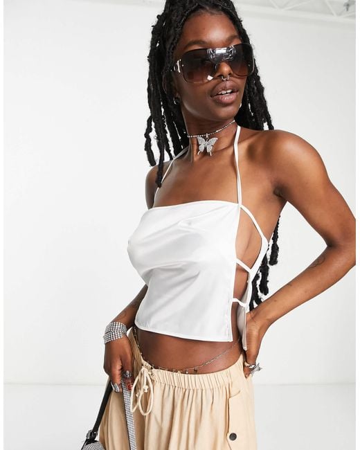 ASOS White Strappy Cami Top With Open Side