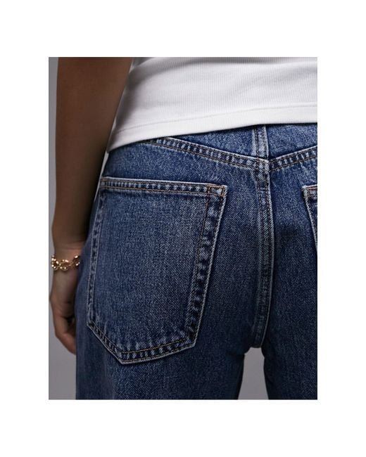 Topshop Unique Blue Straight Kort Jeans