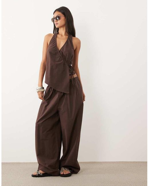 ASOS Brown Linen Blend Sleeveless Top