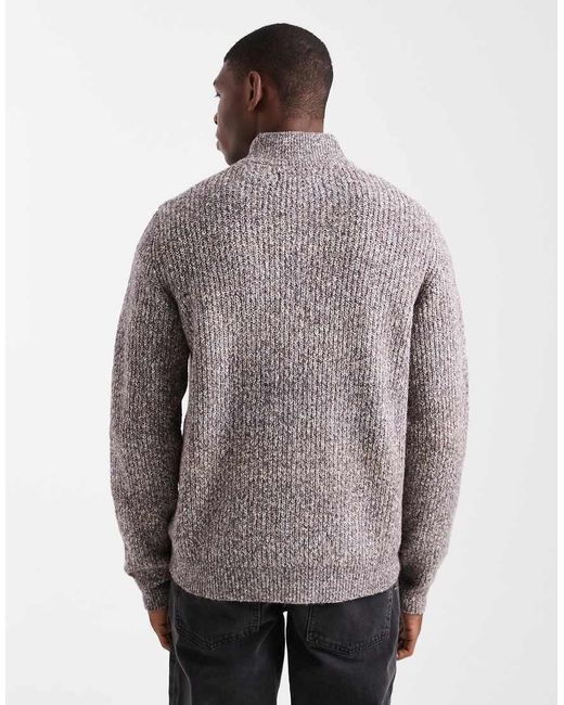 Threadbare Gray 1/4 Zip Knit Sweater for men