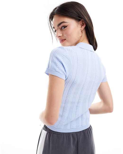 ASOS Blue Knitted Polo Top